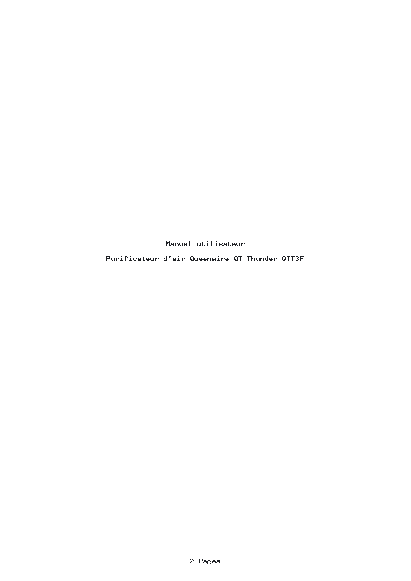 Page 1 de la notice Manuel utilisateur Queenaire QT Thunder QTT3F