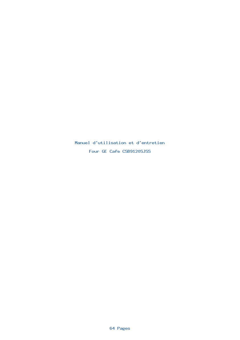 Page 1 de la notice Manuel d'utilisation et d'entretien GE Cafe CSB9120SJSS