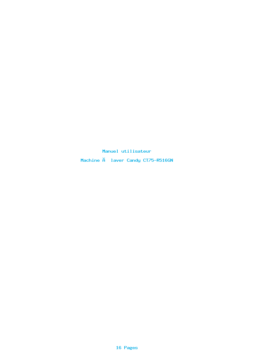 Page 1 de la notice Manuel utilisateur Candy CT75-R516GN