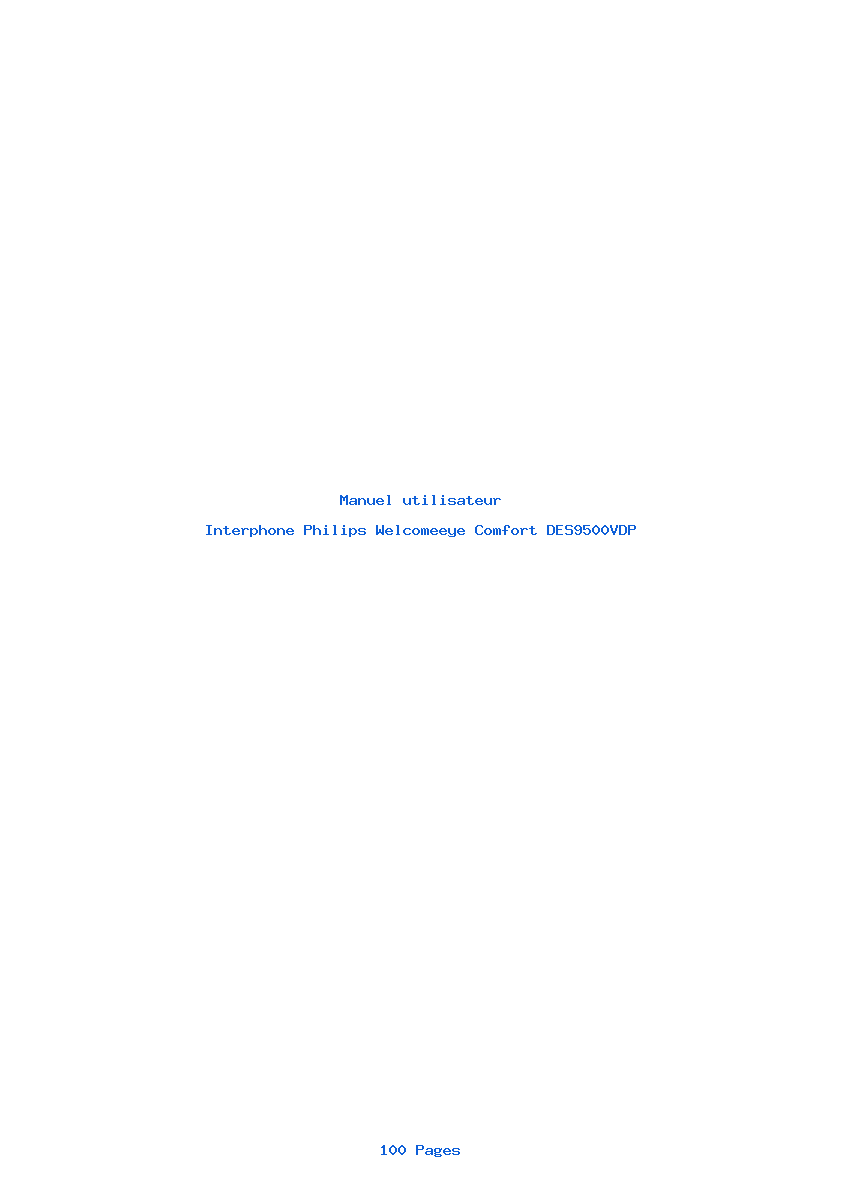 Page 1 de la notice Manuel utilisateur Philips Welcomeeye Comfort DES9500VDP