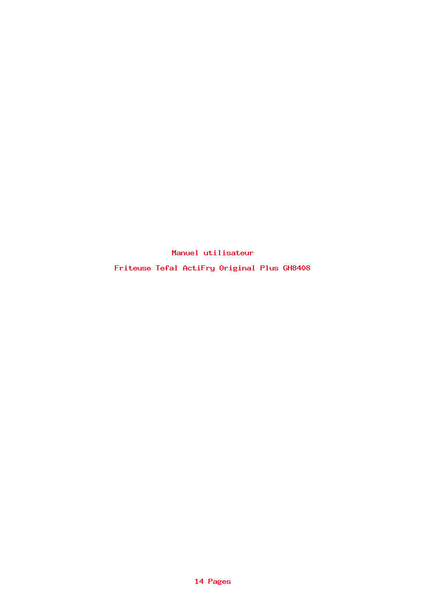 Page 1 de la notice Manuel utilisateur Tefal ActiFry Original Plus GH8408
