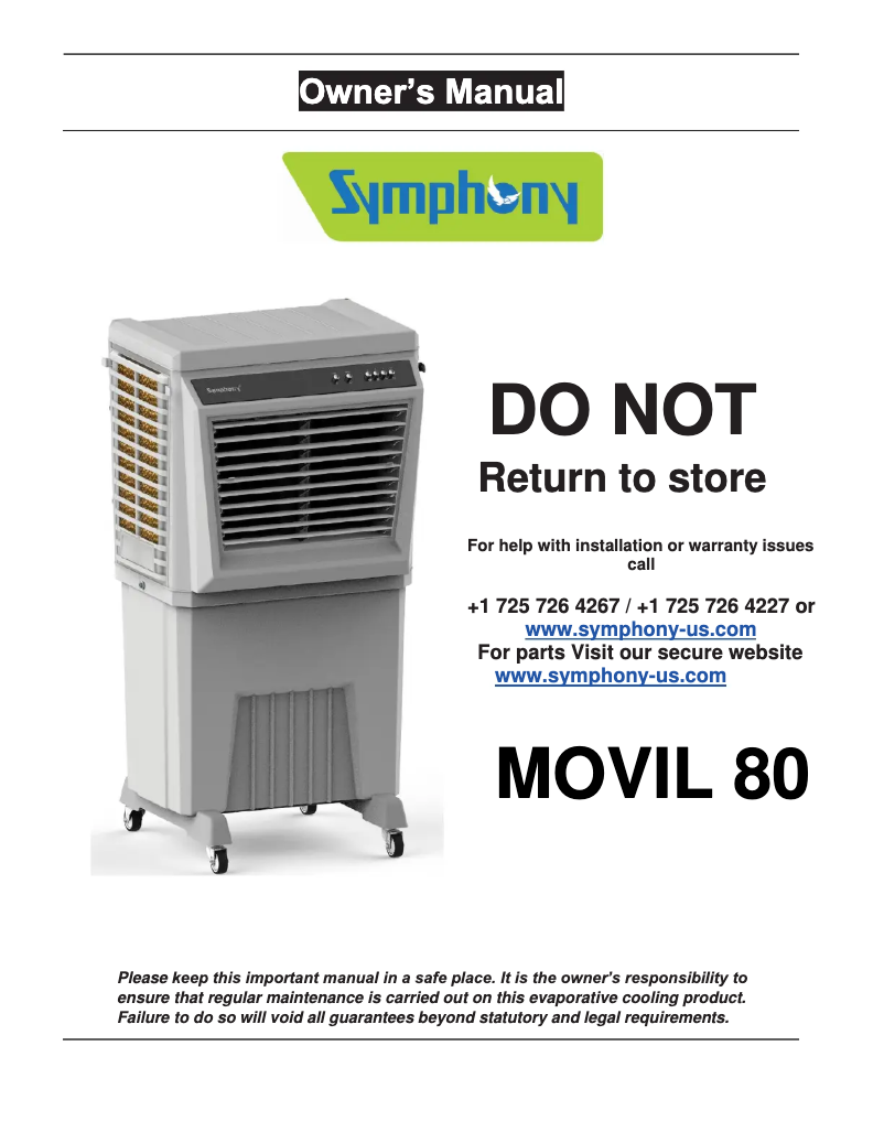 Page 1 de la notice Manuel utilisateur Symphony Movil 80