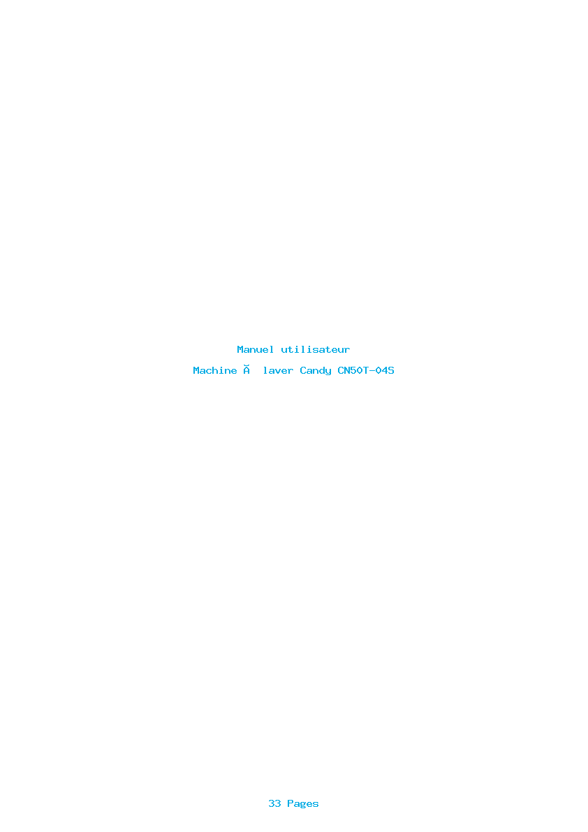 Page 1 de la notice Manuel utilisateur Candy CN50T-04S