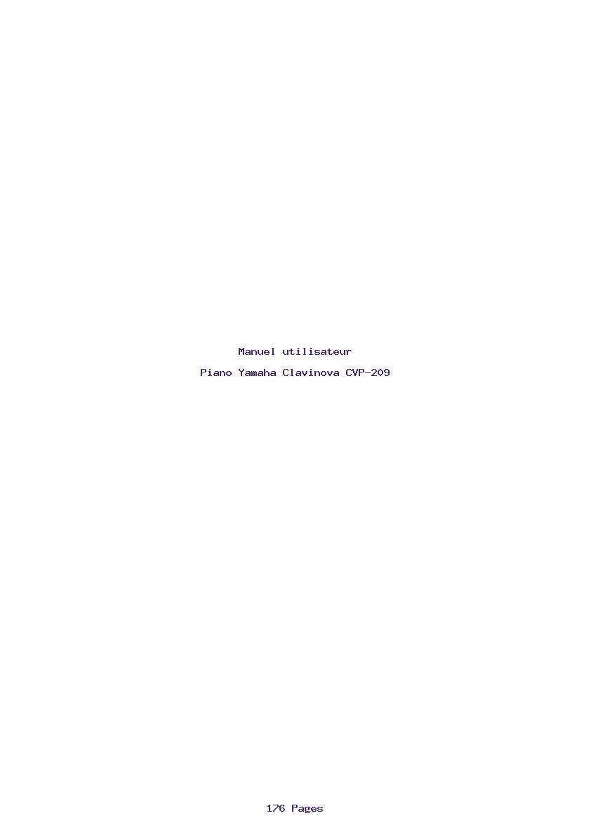 Page 1 de la notice Manuel utilisateur Yamaha Clavinova CVP-209