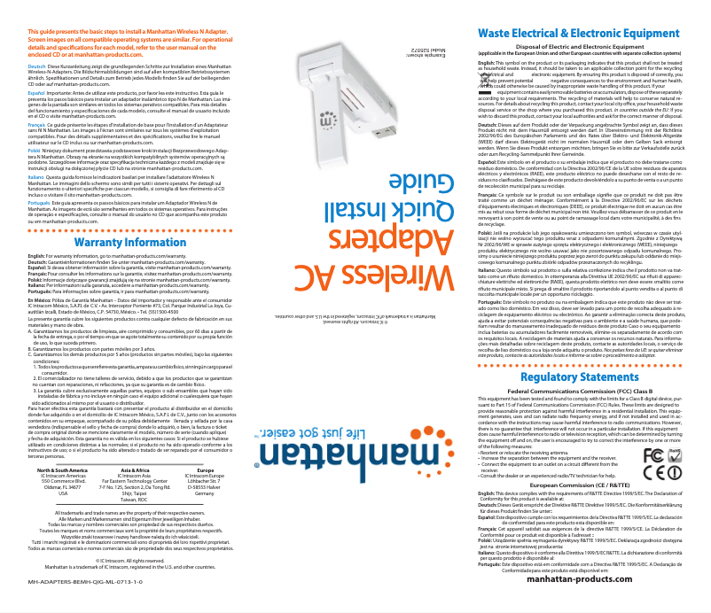 Page 1 de la notice Manuel utilisateur Manhattan Range+ 1200AC