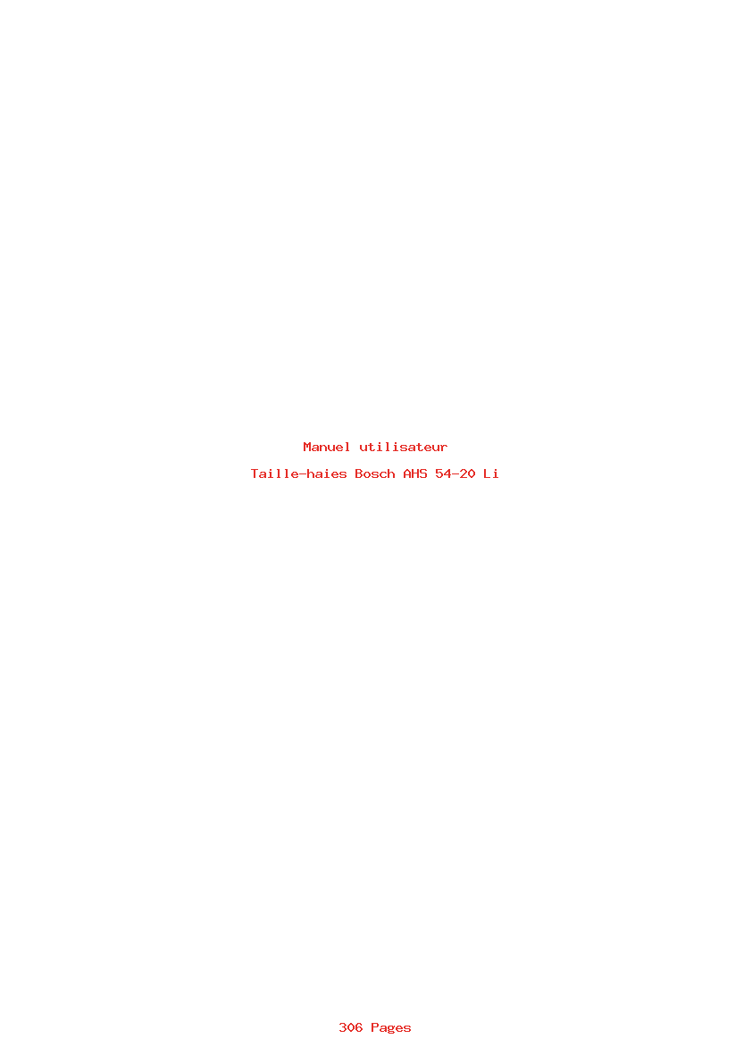 Page 1 de la notice Manuel utilisateur Bosch AHS 54-20 Li