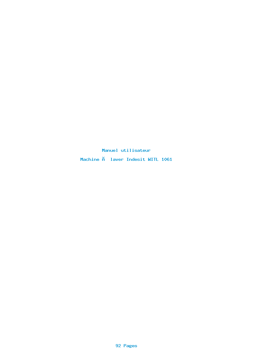 Page 1 de la notice Manuel utilisateur Indesit WITL 1061