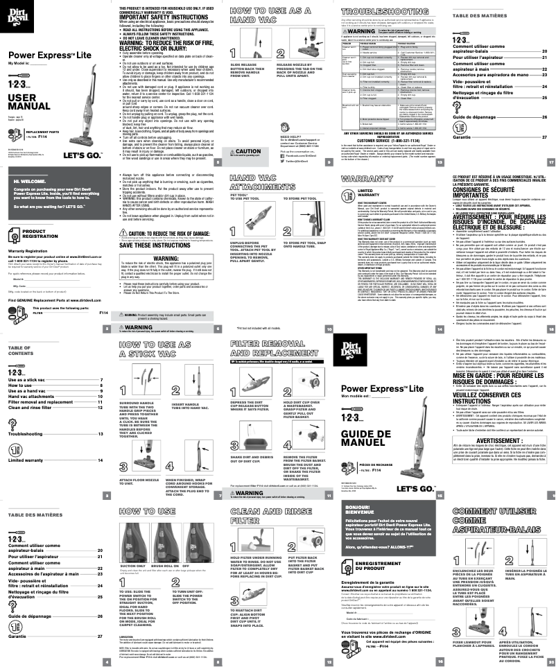 Page 1 of the manual User Manual Dirt Devil Power Express Lite