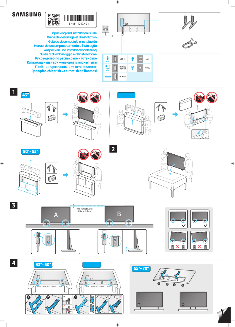 Page 1 de la notice Guide d'installation Samsung UA50DU7000K