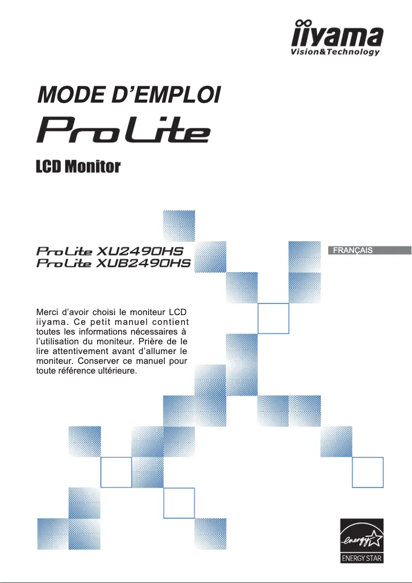 Page 1 de la notice Manuel utilisateur Iiyama XUB2490HS-B1
