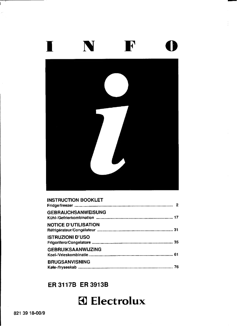 Page 1 de la notice Manuel utilisateur Electrolux ER 3913 B