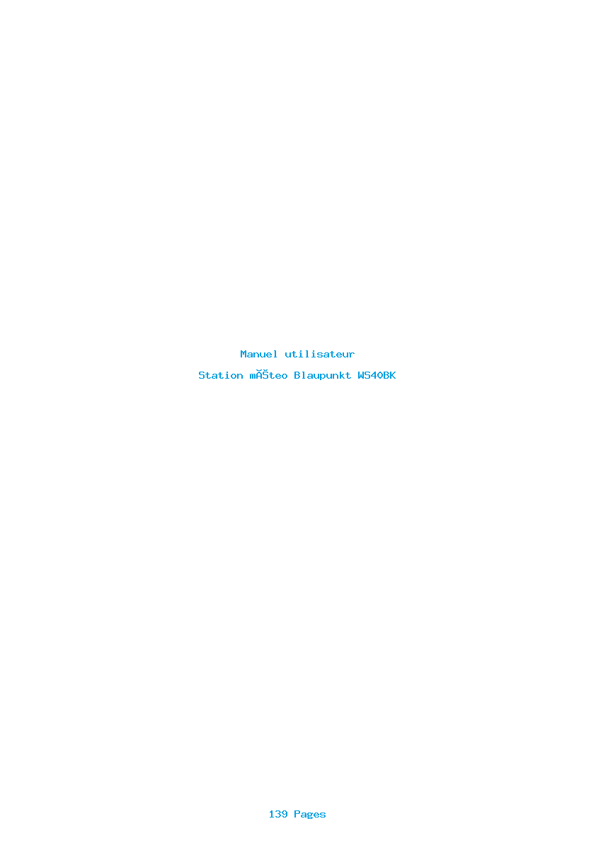 Page 1 de la notice Manuel utilisateur Blaupunkt WS40BK