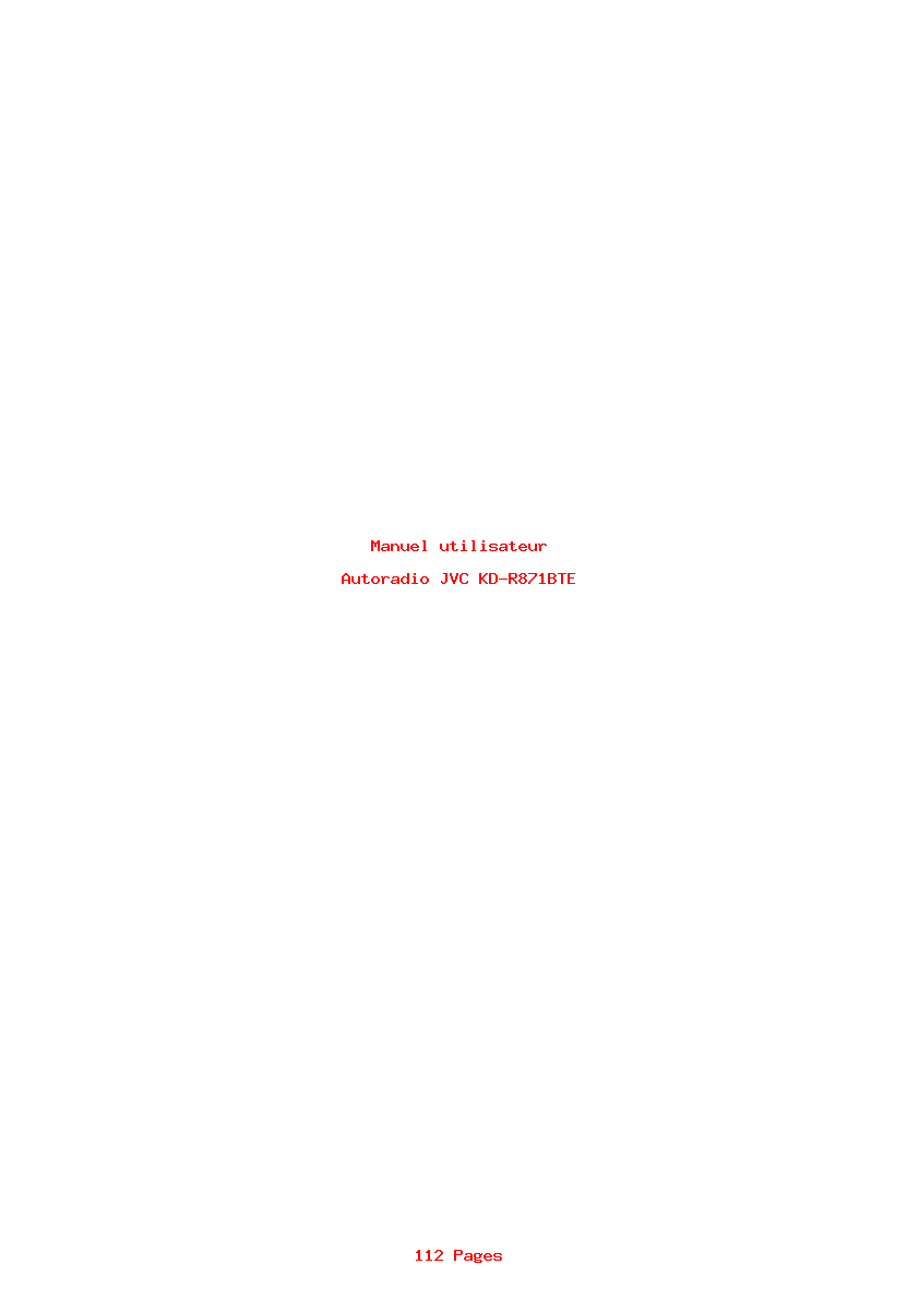 Page 1 de la notice Manuel utilisateur JVC KD-R871BTE