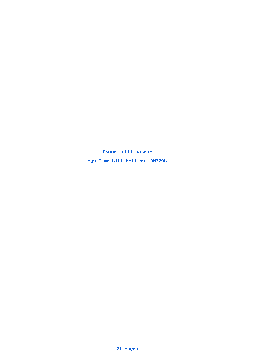 Page 1 de la notice Manuel utilisateur Philips TAM3205