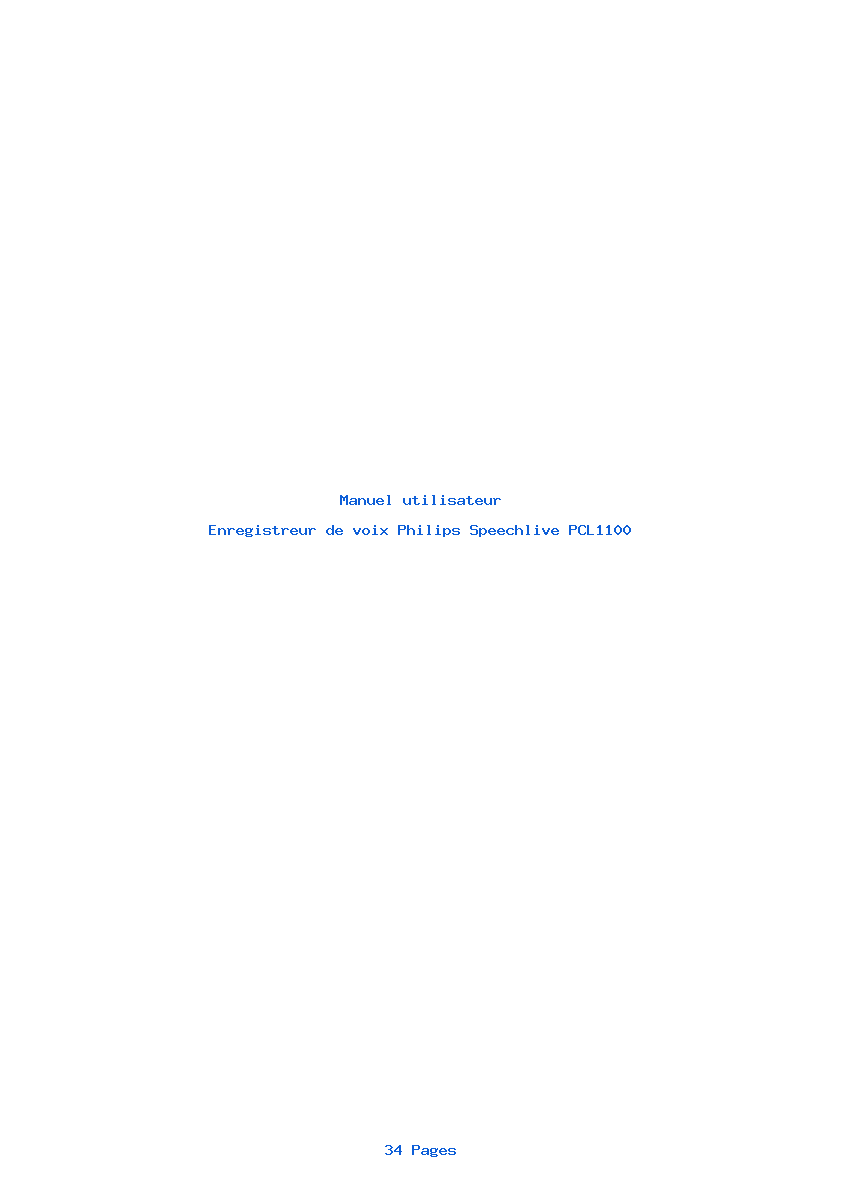 Page 1 de la notice Manuel utilisateur Philips Speechlive PCL1100