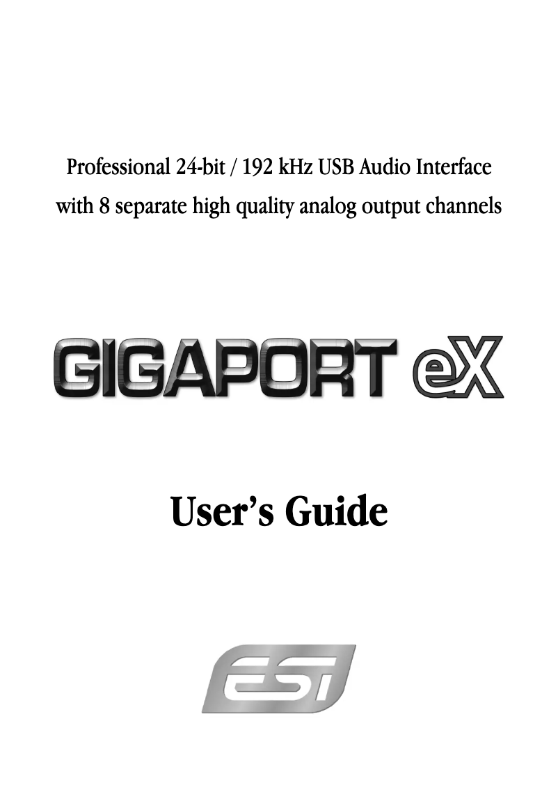 Page 1 de la notice Manuel utilisateur ESI Gigaport eX