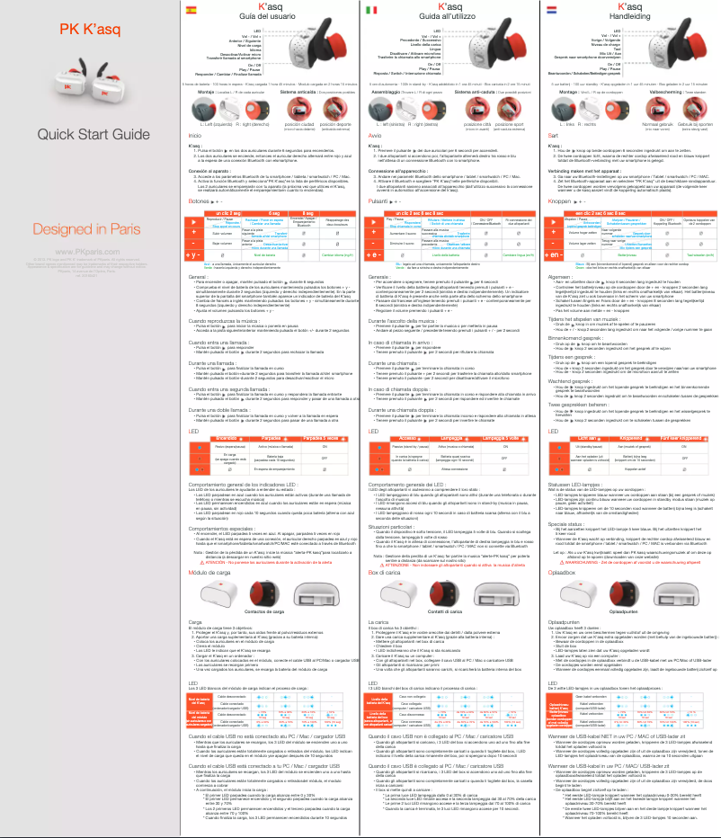Page 1 de la notice Manuel utilisateur PK paris K’asq