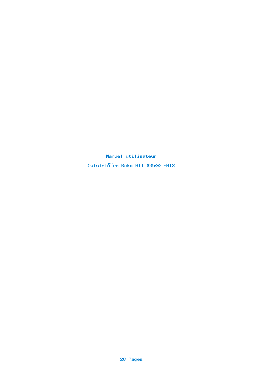 Page 1 de la notice Manuel utilisateur Beko HII 63500 FHTX