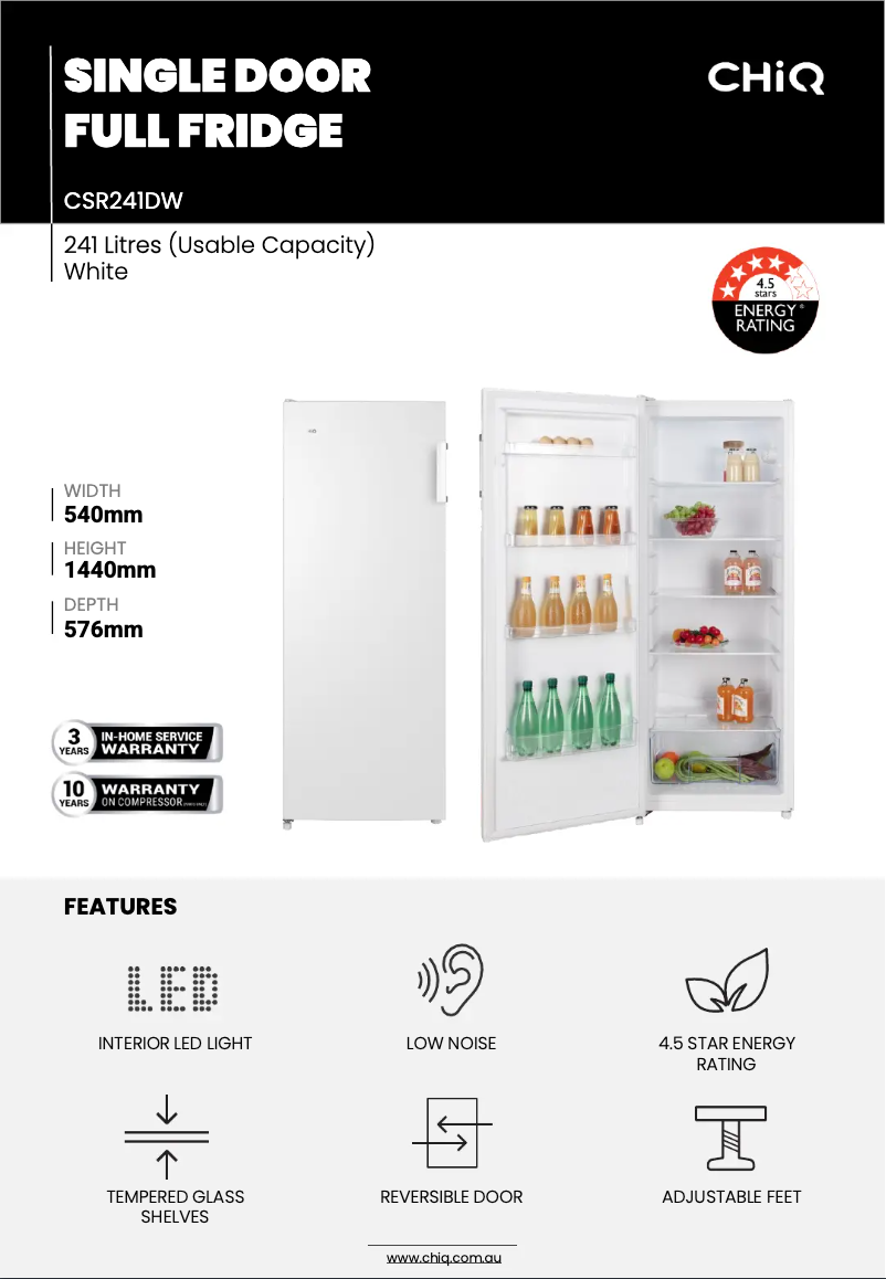 Página 1 del manual Ficha técnica CHiQ CSR241DW