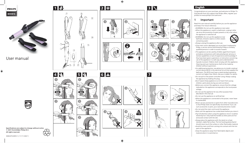 Page 1 de la notice Manuel utilisateur Philips StyleCare BHH816