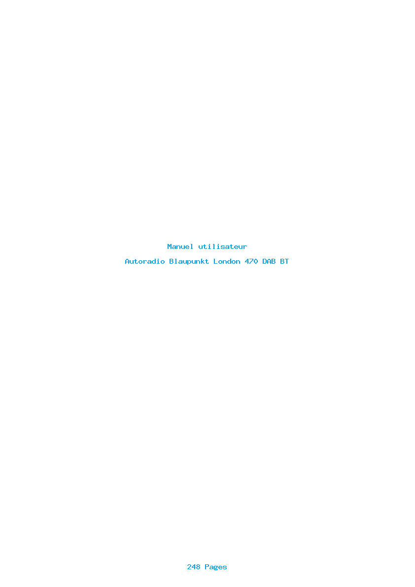 Page 1 de la notice Manuel utilisateur Blaupunkt London 470 DAB BT
