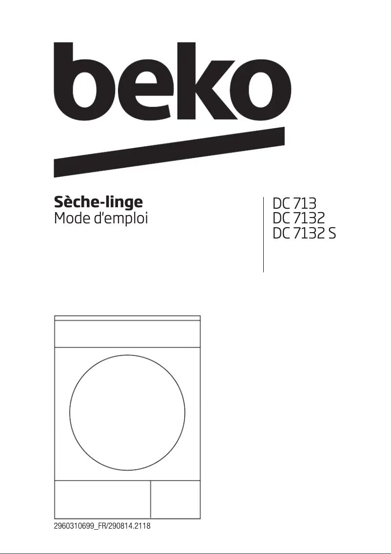 Page 1 de la notice Manuel utilisateur Beko DC 713