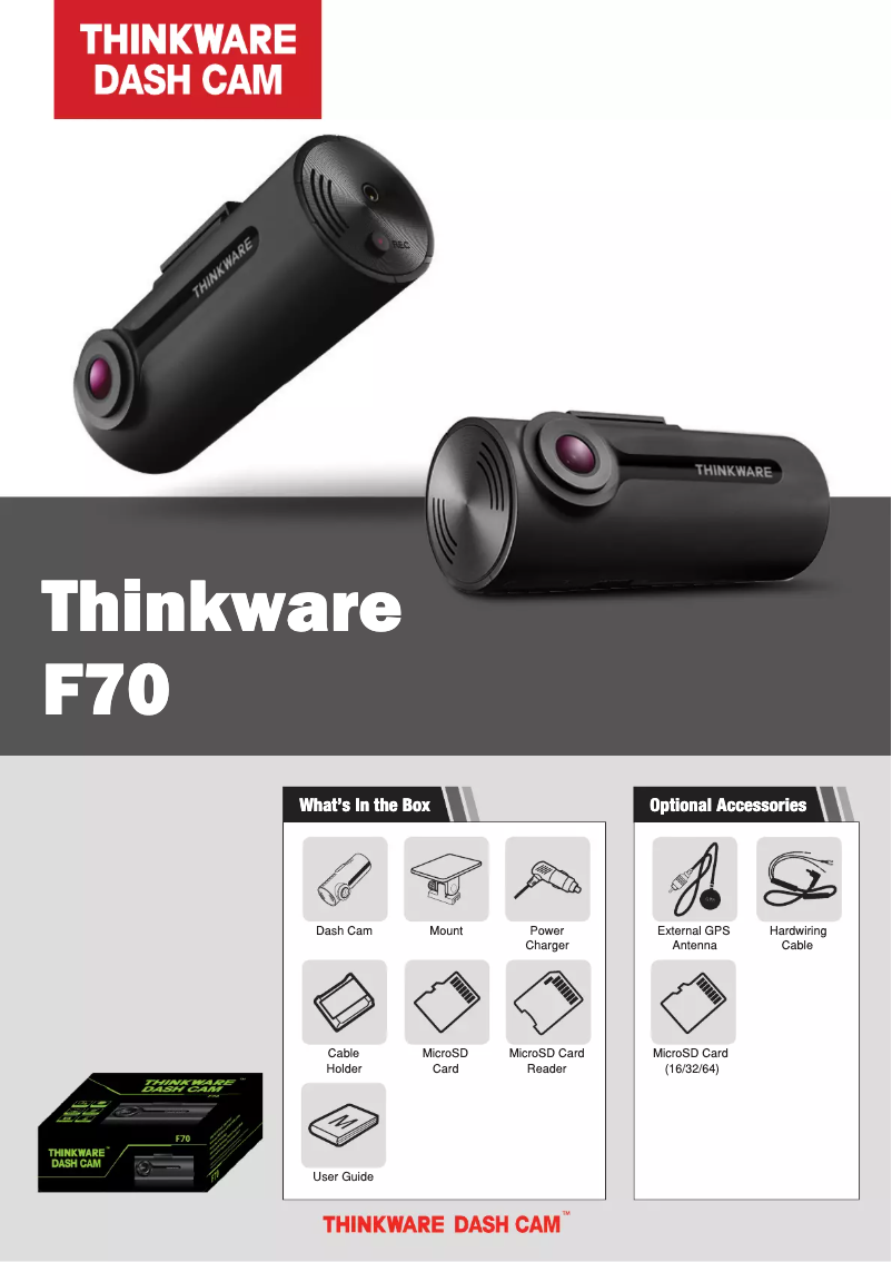 Página 1 del manual Ficha técnica Thinkware F70