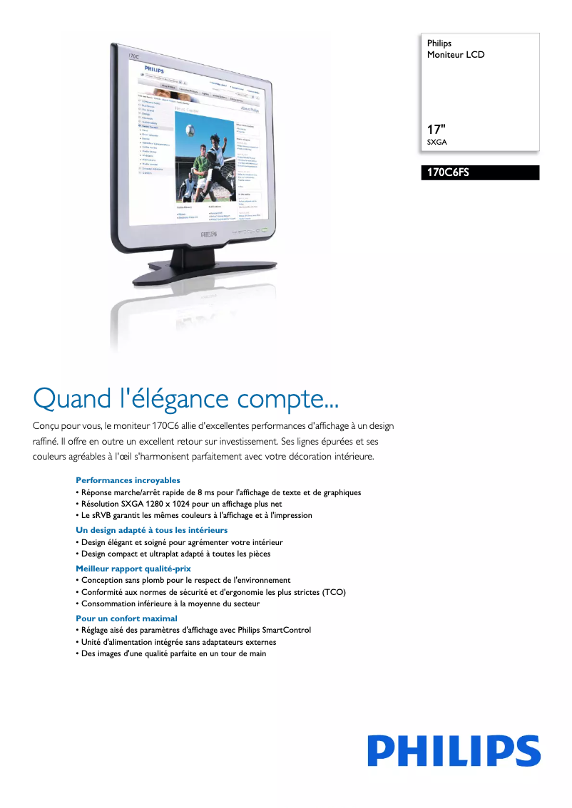 Página 1 del manual Ficha técnica Philips 170C6FS