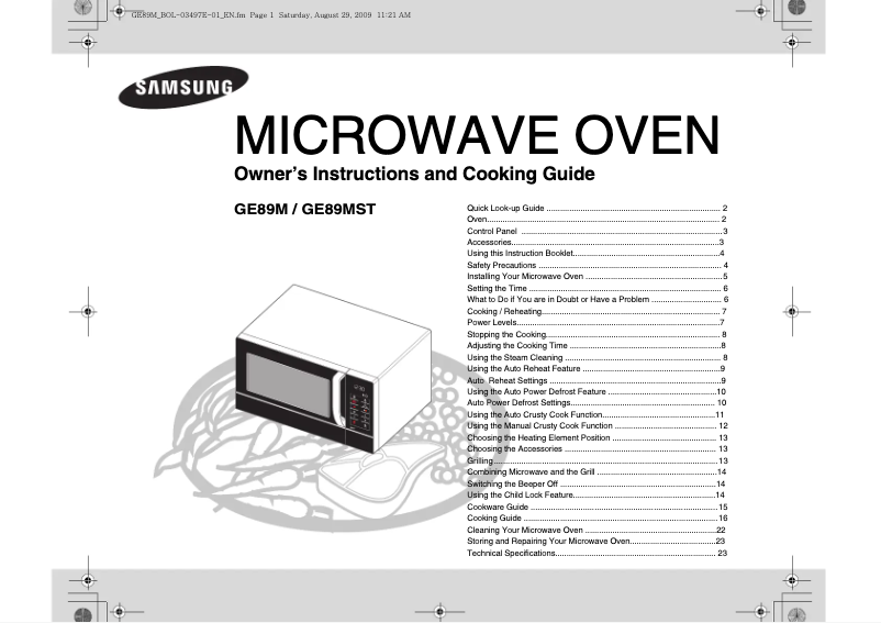 Page 1 de la notice Manuel utilisateur Samsung GE89MSTP