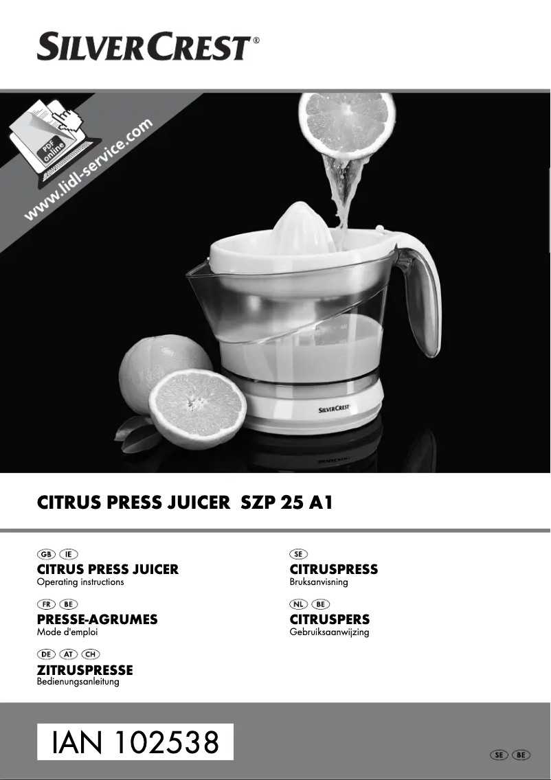 Page 1 de la notice Manuel utilisateur SilverCrest SZP 25 A1