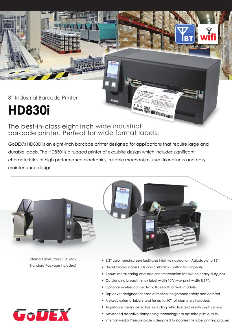 Page 1 of the manual Brochure Godex HD830i