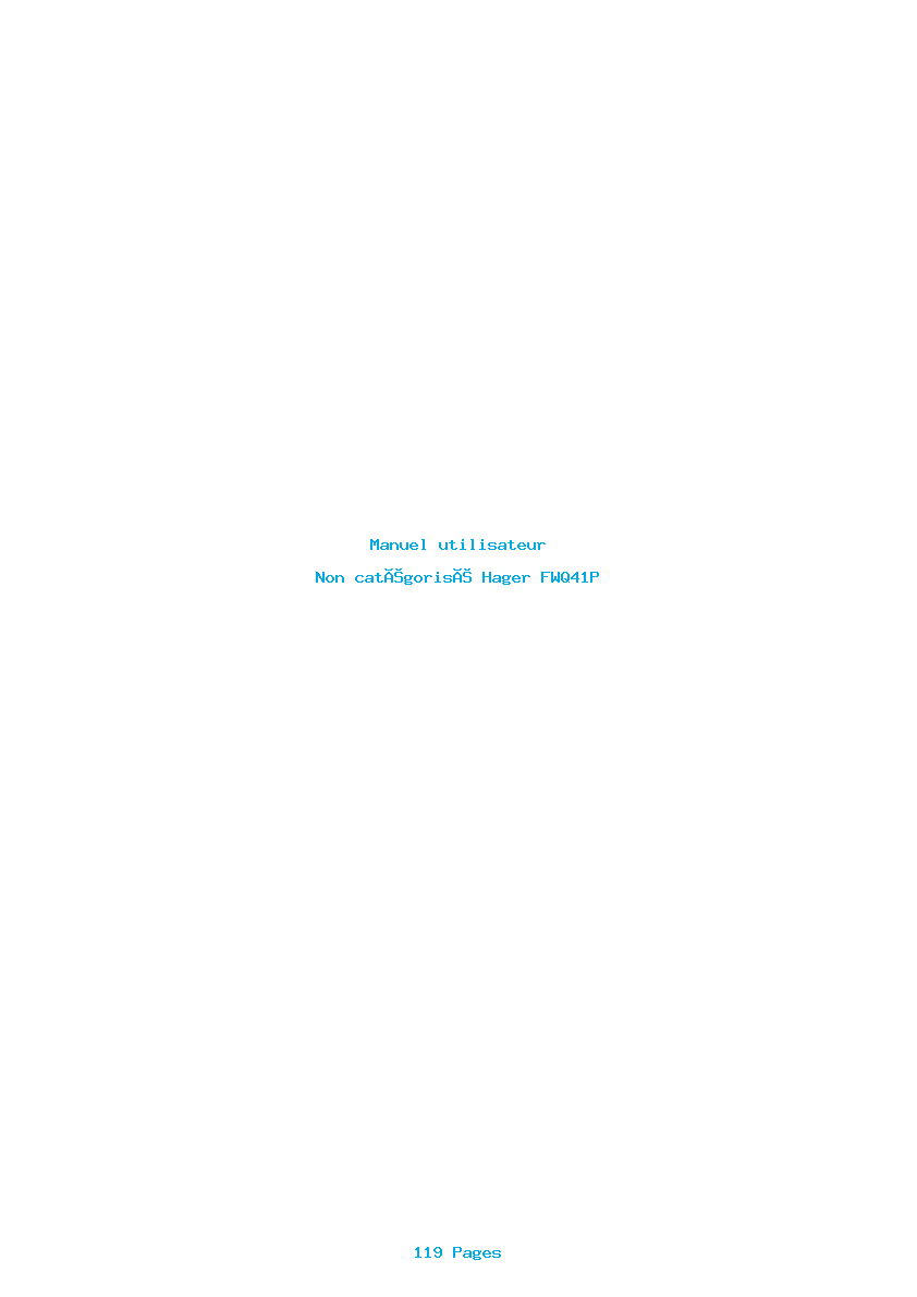 Page 1 de la notice Manuel utilisateur Hager FWQ41P