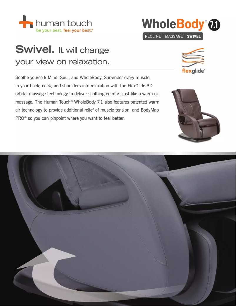 Page 1 de la notice Brochure Human Touch WholeBody 7.1