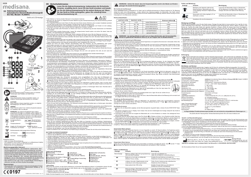 Page 1 de la notice Manuel utilisateur Medisana BU 582