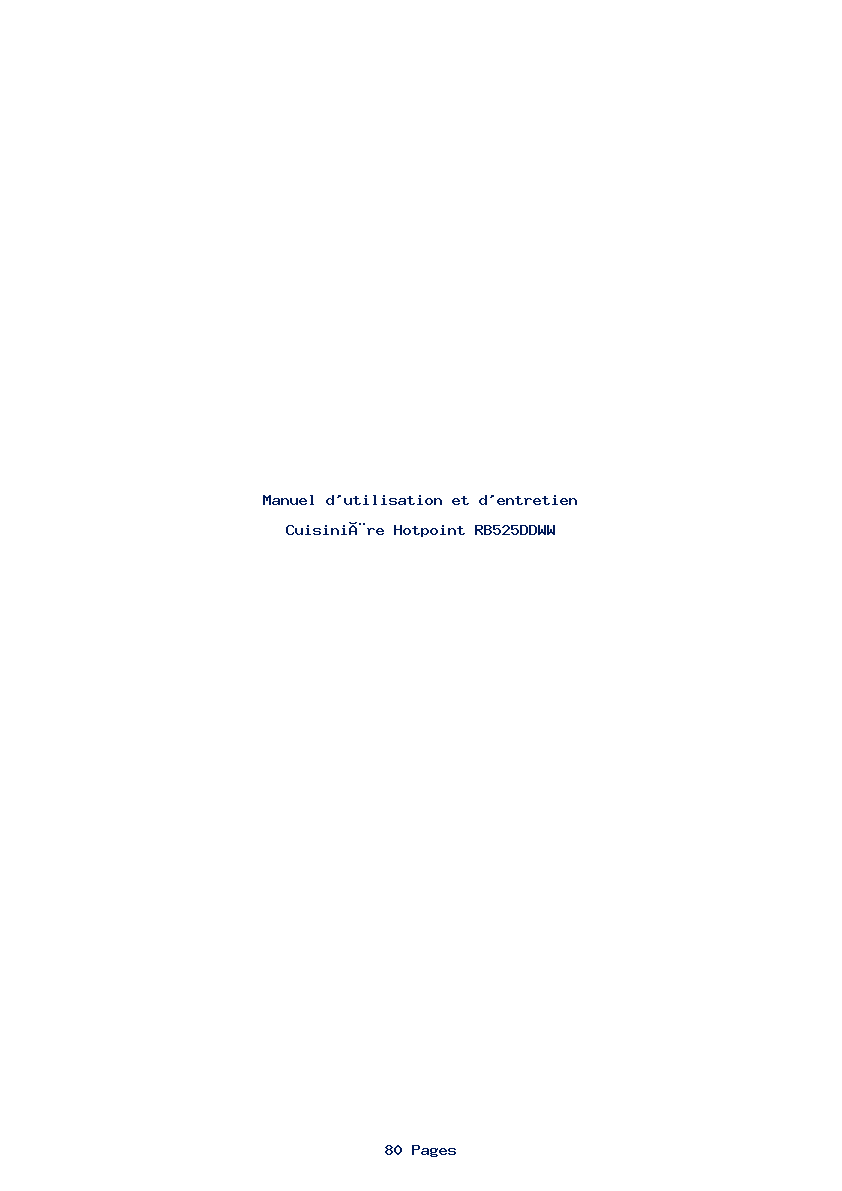 Page 1 de la notice Manuel d'utilisation et d'entretien Hotpoint RB525DDWW