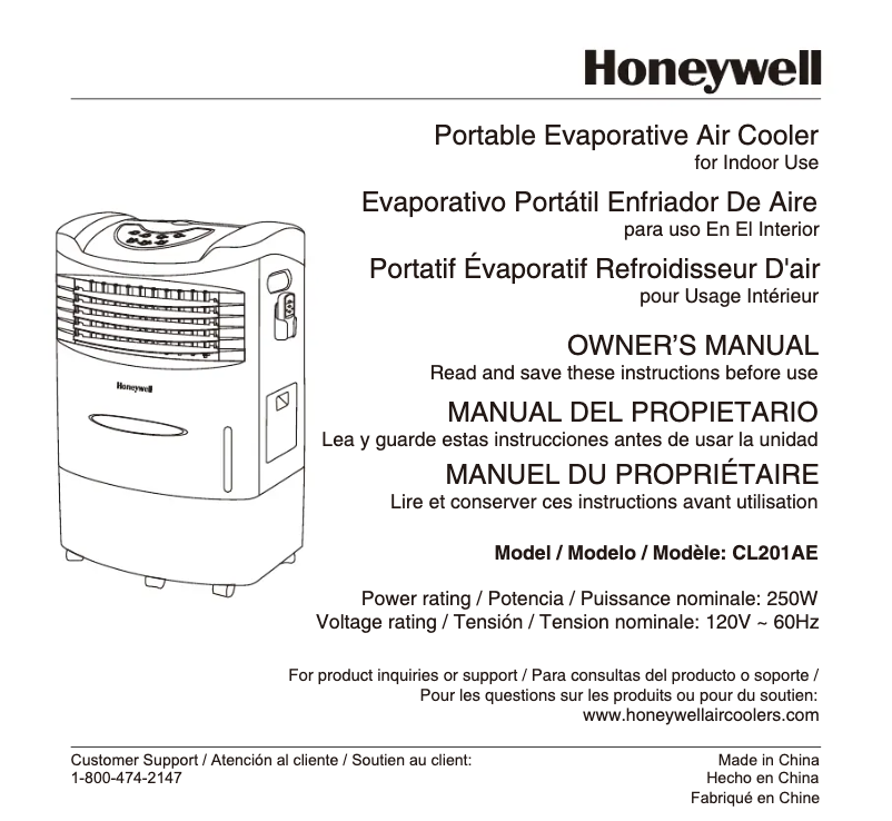 Page 1 de la notice Manuel utilisateur Honeywell CL201AE