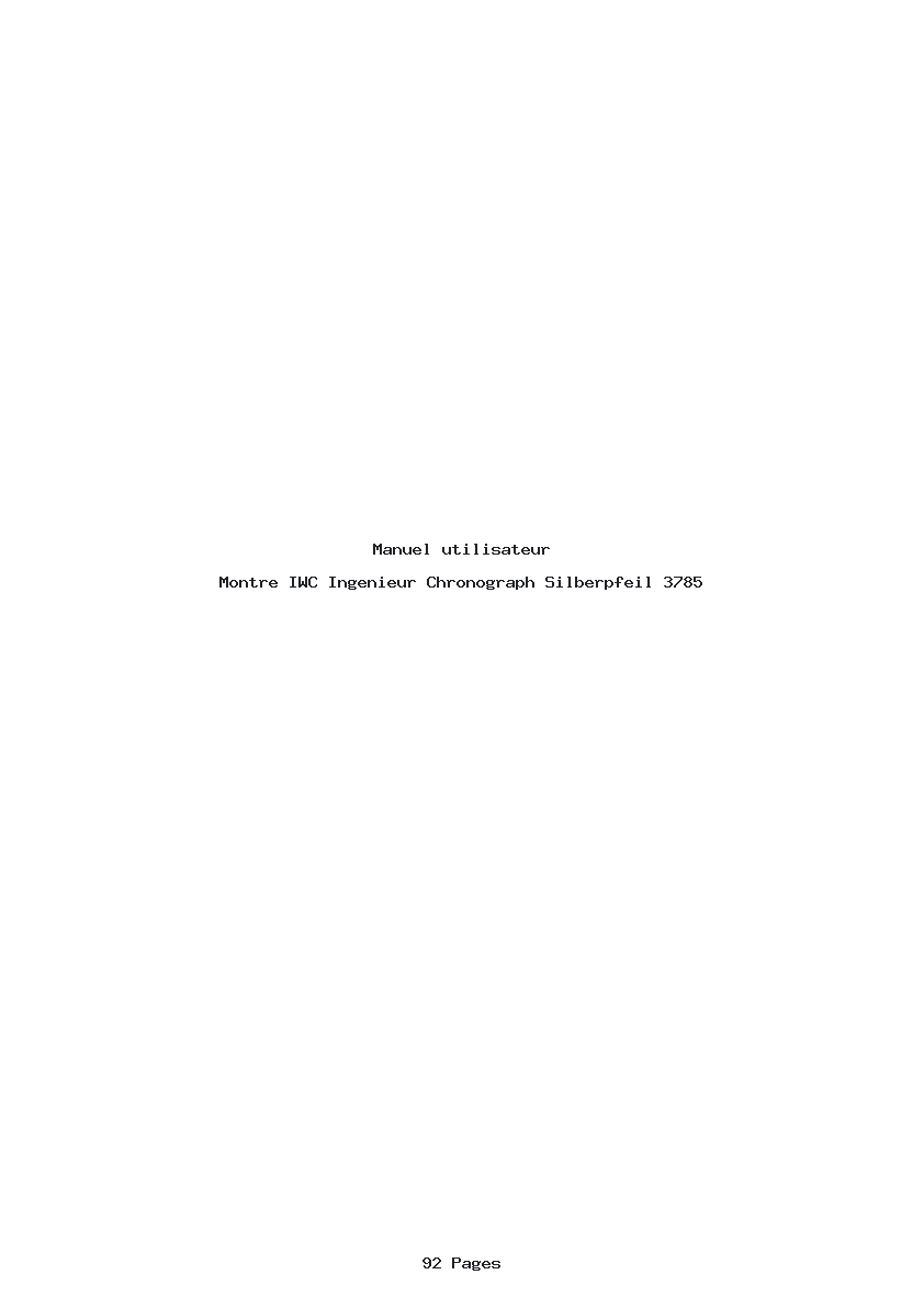 Page 1 de la notice Manuel utilisateur IWC Ingenieur Chronograph Silberpfeil 3785