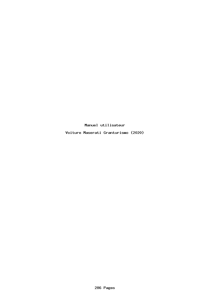 Page 1 de la notice Manuel utilisateur Maserati Granturismo (2020)