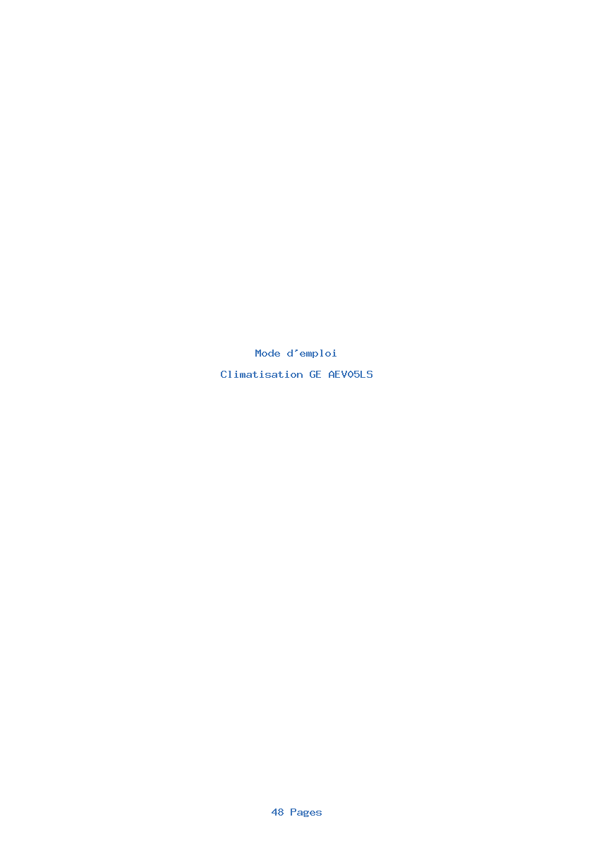 Page 1 de la notice Mode d'emploi GE AEV05LS