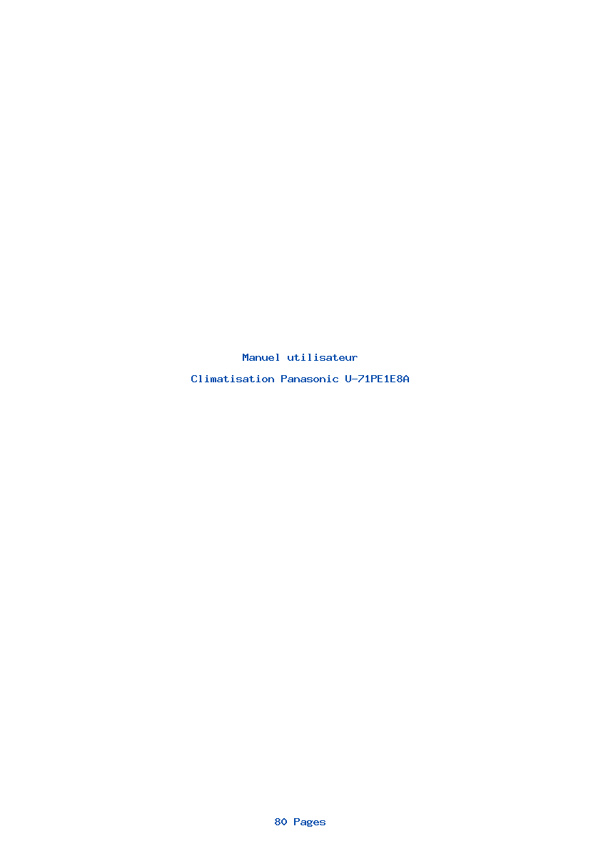 Page 1 de la notice Manuel utilisateur Panasonic U-71PE1E8A
