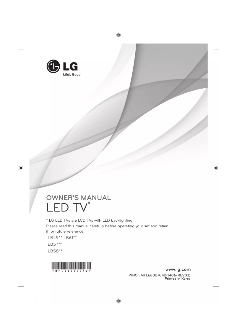Page 1 de la notice Manuel utilisateur LG 39LB5800