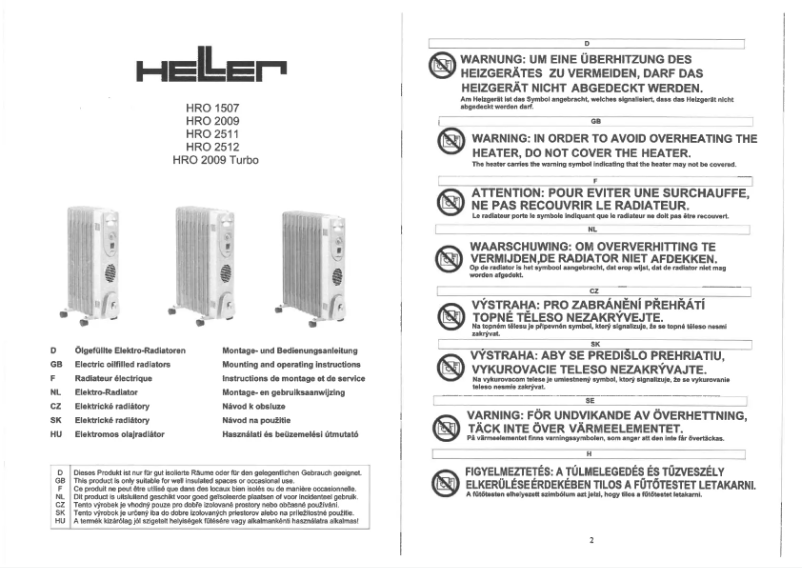 Page 1 de la notice Manuel utilisateur Heller HRO 2511