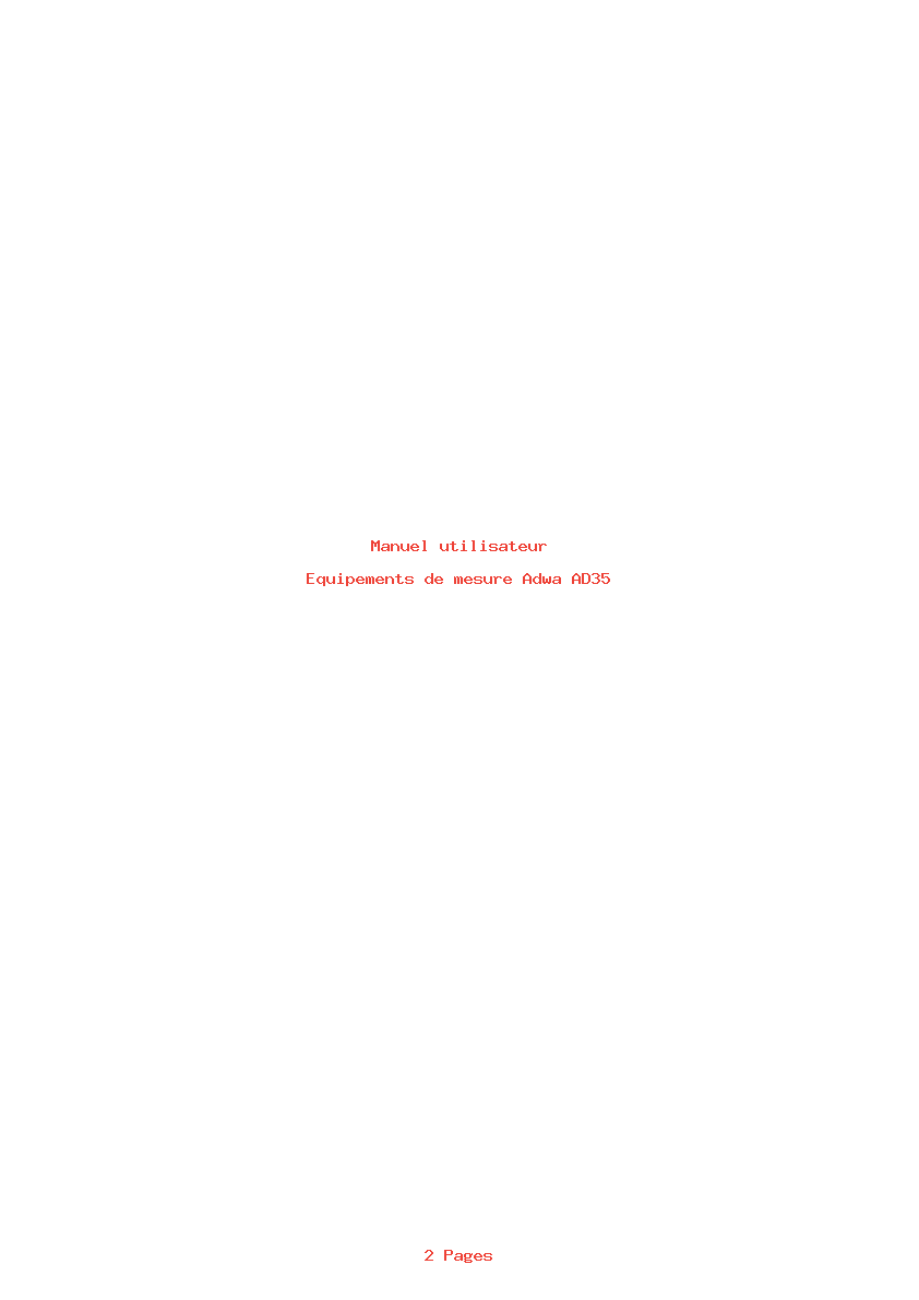 Page 1 de la notice Manuel utilisateur Adwa AD35