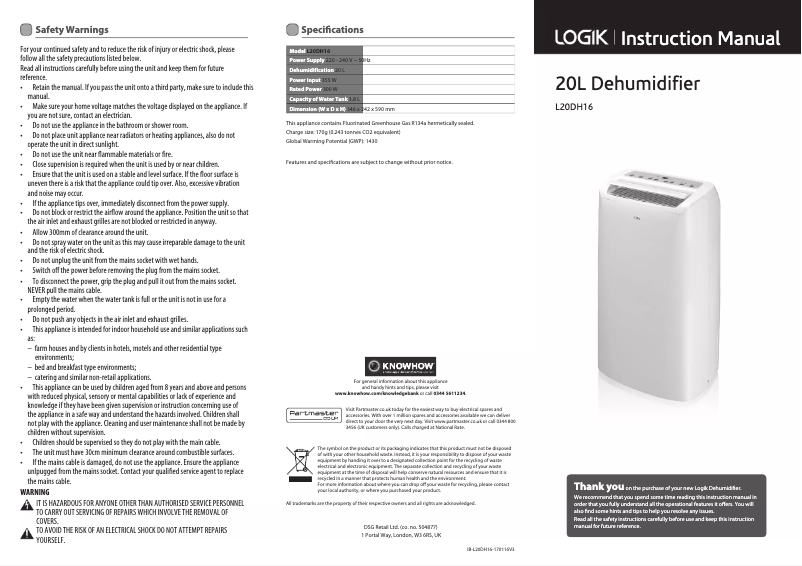 Página 1 del manual Manual de usuario Logik L20DH16