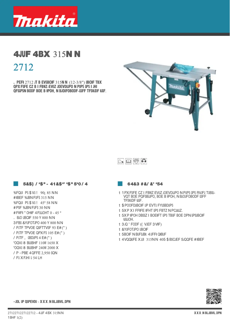 Page 1 de la notice Fiche technique Makita 2712