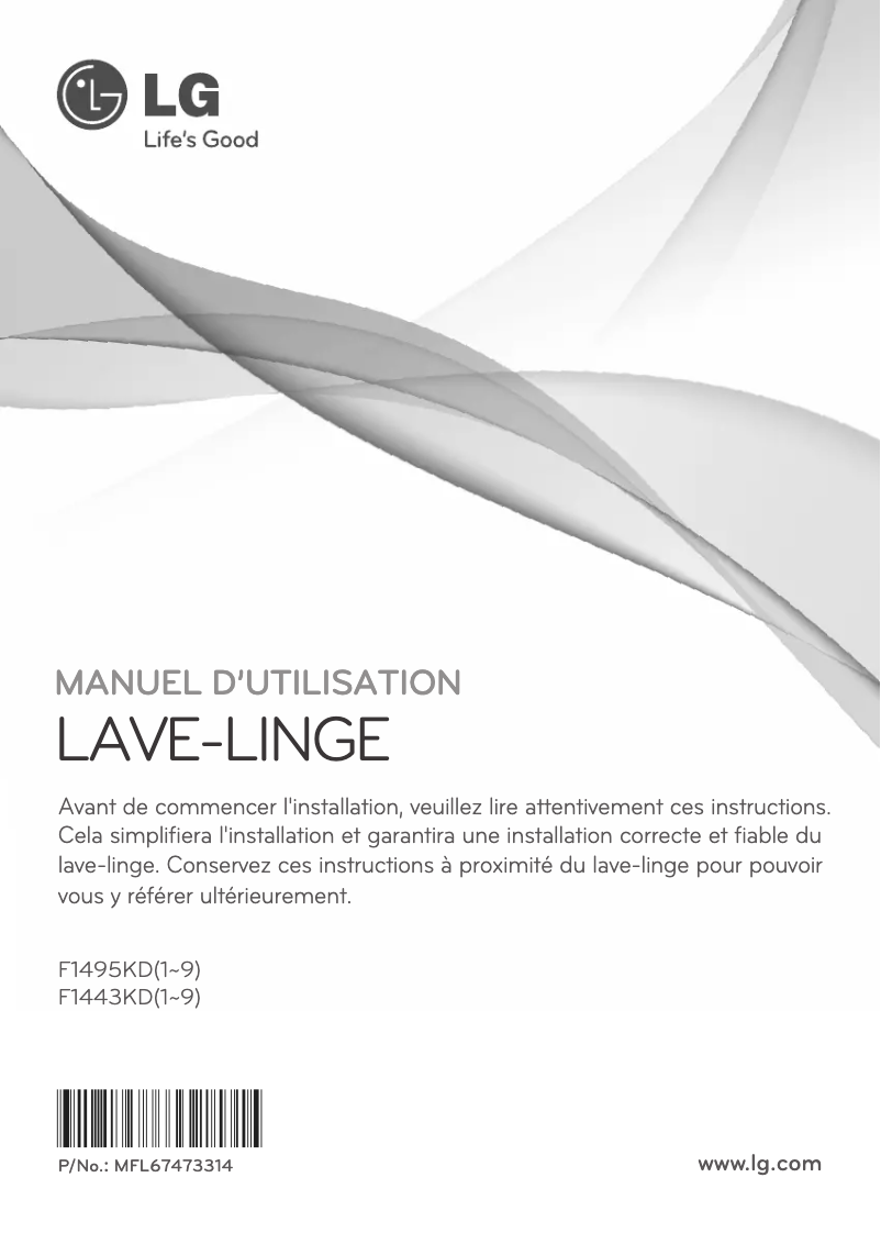 Page 1 de la notice Manuel utilisateur LG F1443KD1