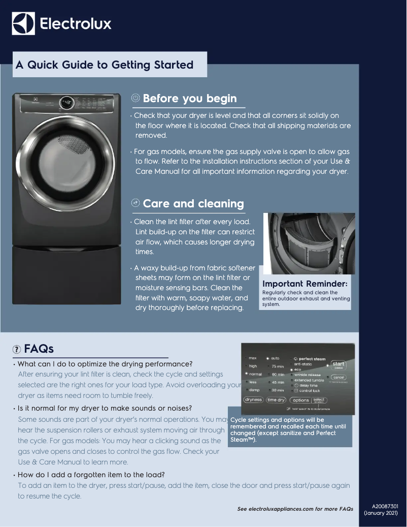 Page 1 de la notice Manuel utilisateur Electrolux EFLS627UIW