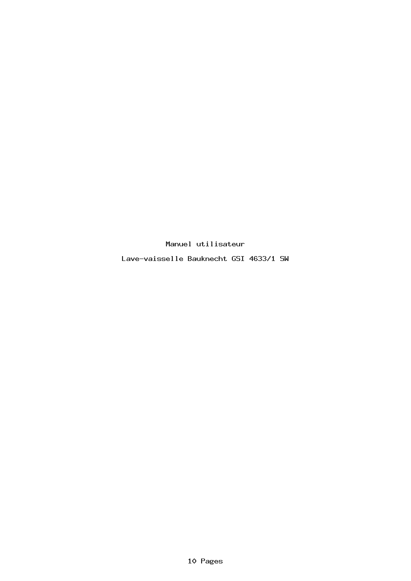 Page 1 de la notice Manuel utilisateur Bauknecht GSI 4633/1 SW