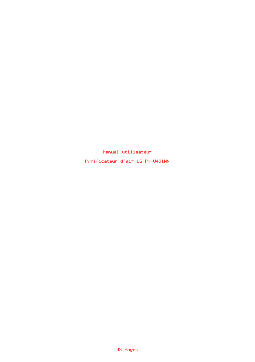 Page 1 de la notice Manuel utilisateur LG PH-U451WN