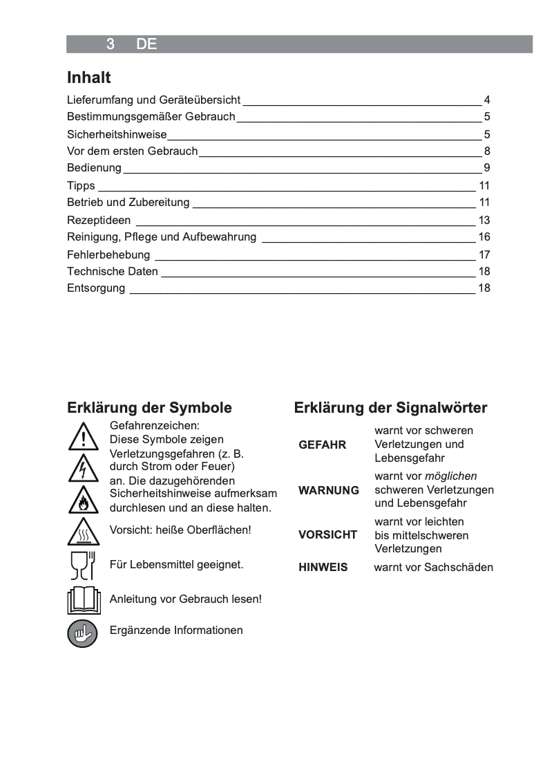 Page 1 de la notice Manuel utilisateur Gourmetmaxx 02819